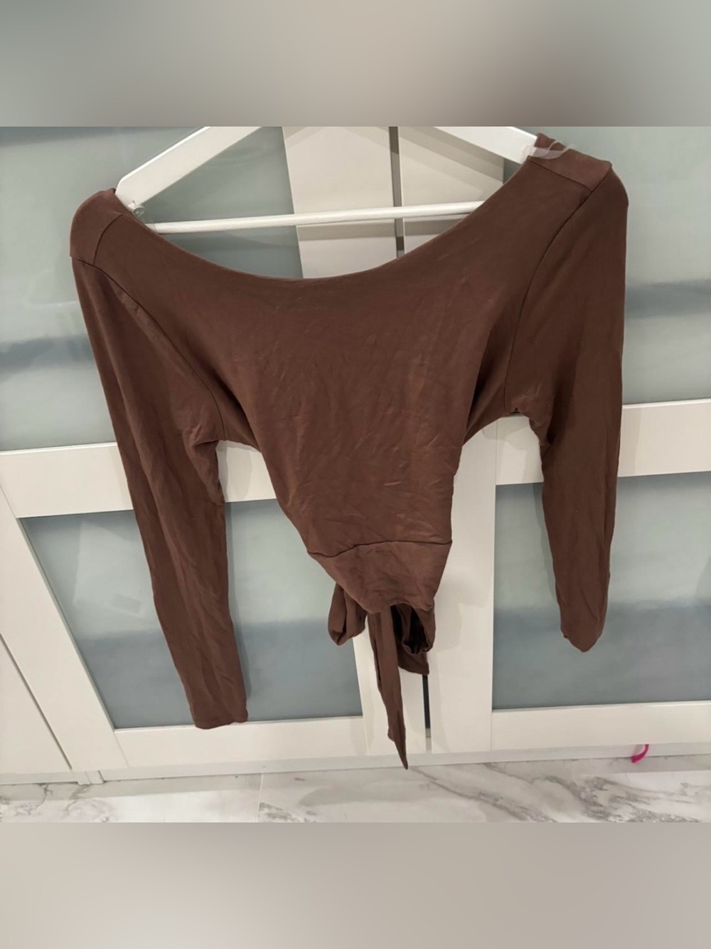 Windsor Brown Tie Detail Long Sleeve Top Size S